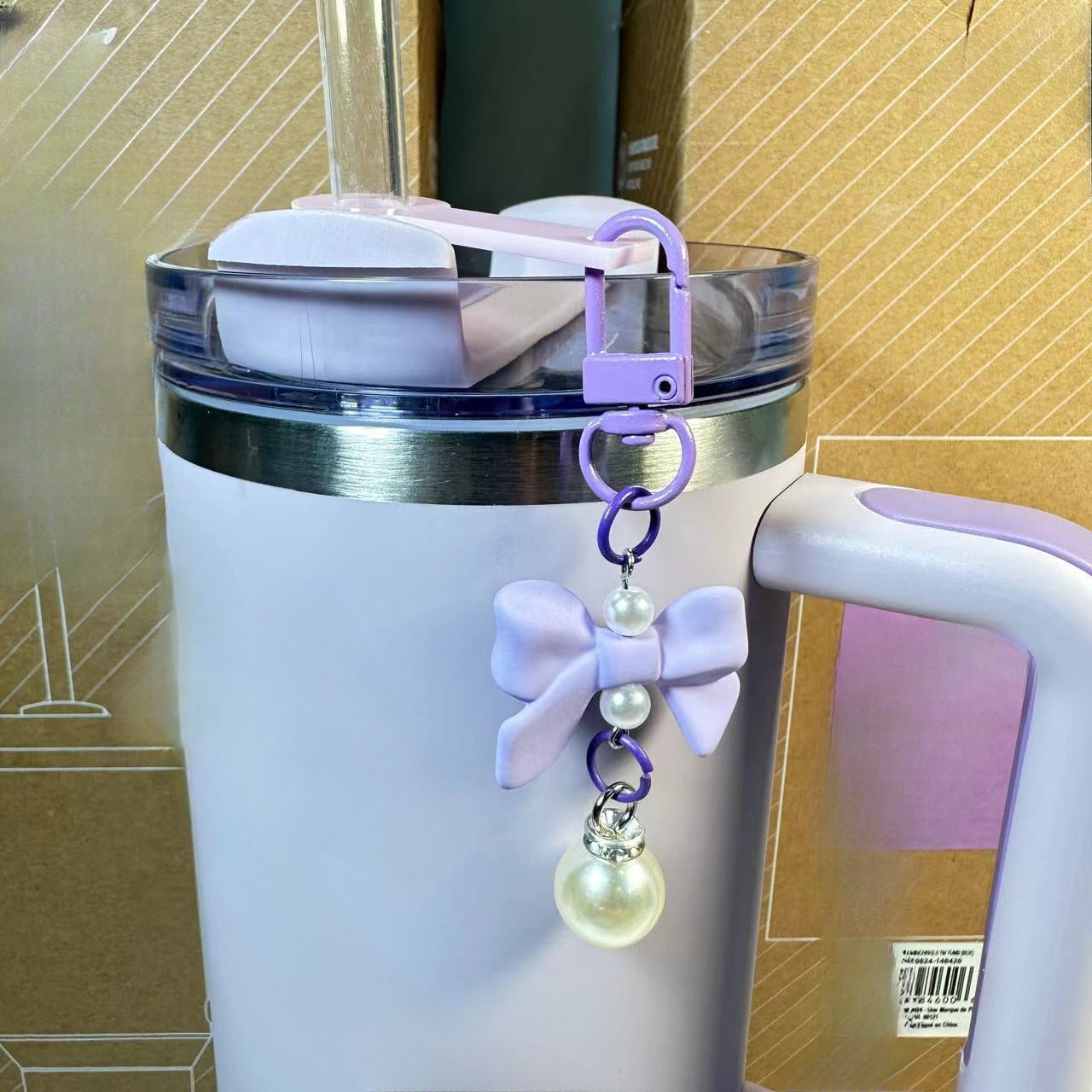 Wholesale Ice Fighter Cup Straw Bow Pearl Pendant