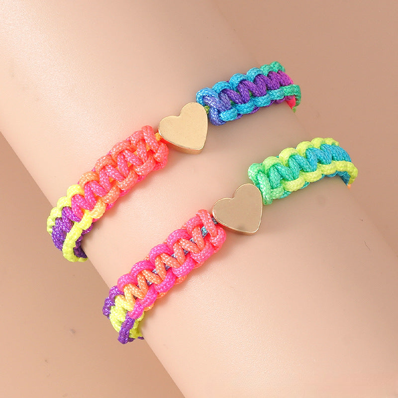 Wholesale Colorful Rope Parent-child Love Rainbow Bracelet