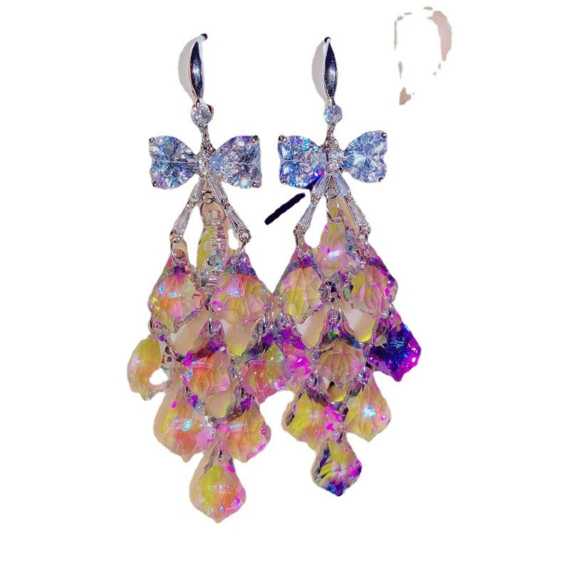 Wholesale Crystal All-match Heart Long Earrings