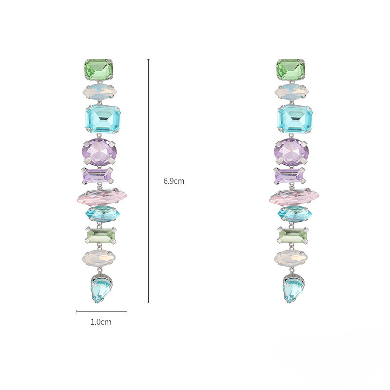 Wholesale Summer Female Colorful Shaped Fashion Glass Diamond Earrings