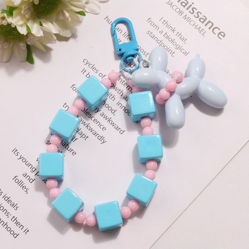 Wholesale Acrylic Rice Beads Bubble Dog Doll Keychain