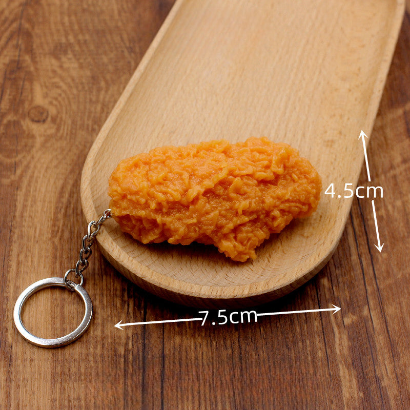 Wholesale Simulation PVC Fried Chicken Legs and French Fries Keychain