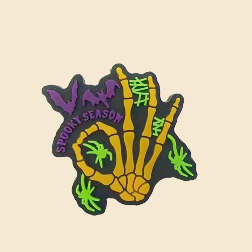 Wholesale 10pcs Cartoon Halloween Bat Skeleton Ok Gesture Pattern Silicone Beads