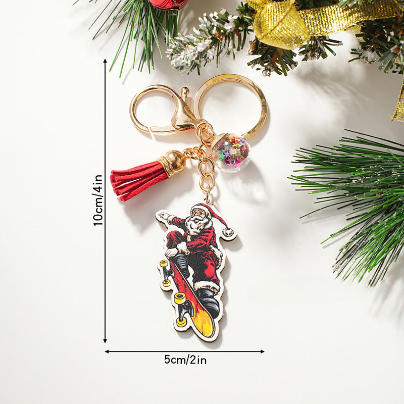 Wholesale Creative Santa Claus Christmas Gifts Wooden Cartoon Keychain