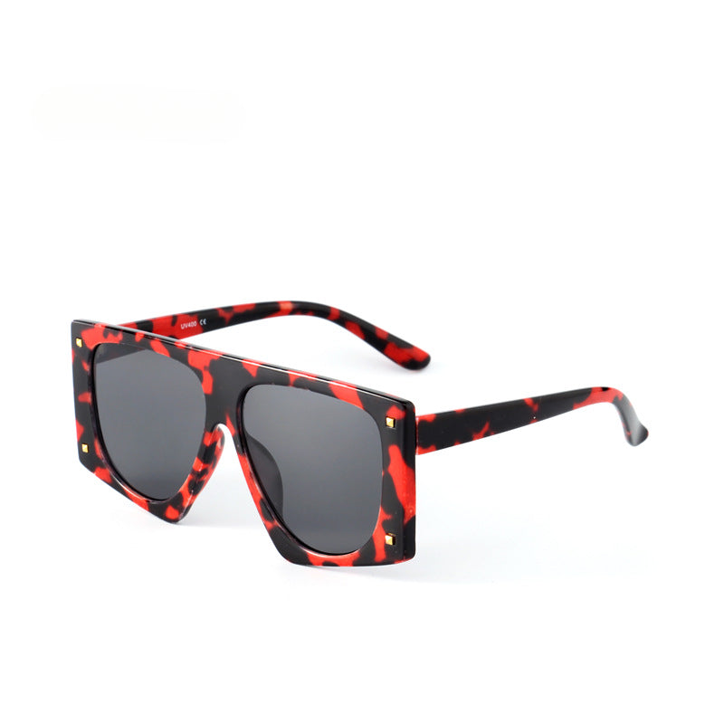 Wholesale Square Frame Leopard Print Large Frame PC Sunglasses