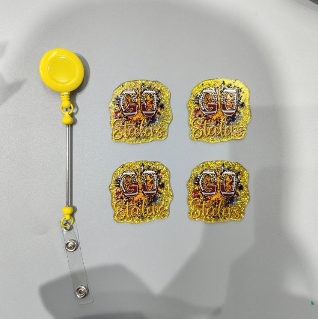 Wholesale 10pcs/Pack Gold Glitter Letters DIY Acrylic Flatbacks for Badge Reels Keychains