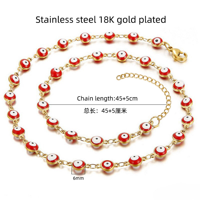 Wholesale Evil Eye Mixed Color Stainless Steel 18K Titanium Steel Round Eye Bracelet