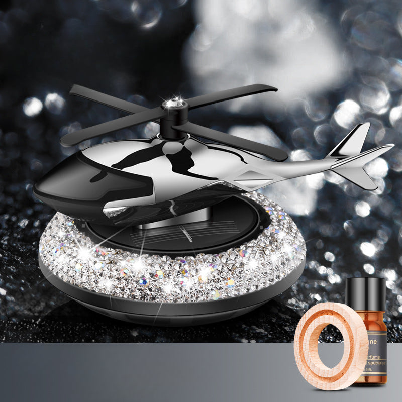 Wholesale Car Diamond Helicopter Perfume Essential Oil Aroma Diffuser Solar Energy Plastic Rotating Ornaments