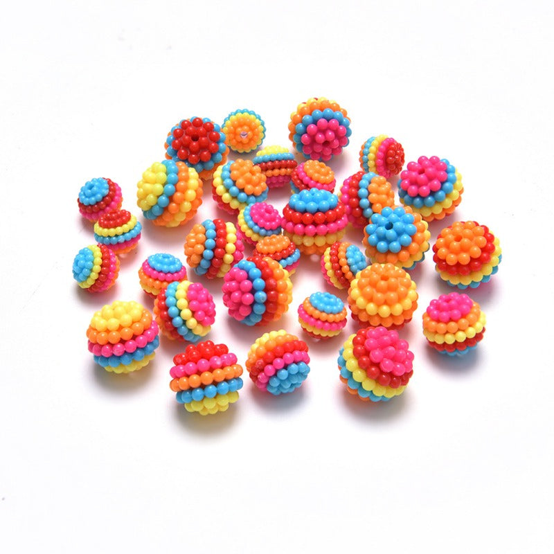 Wholesale 100pcs ABS Imitation Pearl Straight Hole Colorful Bayberry Rainbow Color Children's DIY Beads