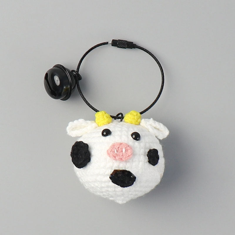 Wholesale Handmade Cute Cow Knitted Pendant Hook Weaving Keychain