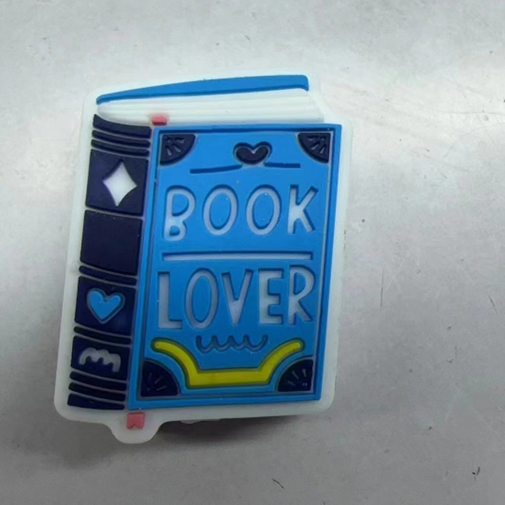 Wholesale 10pcs Cartoon Blue Book Pattern Silicone Beads