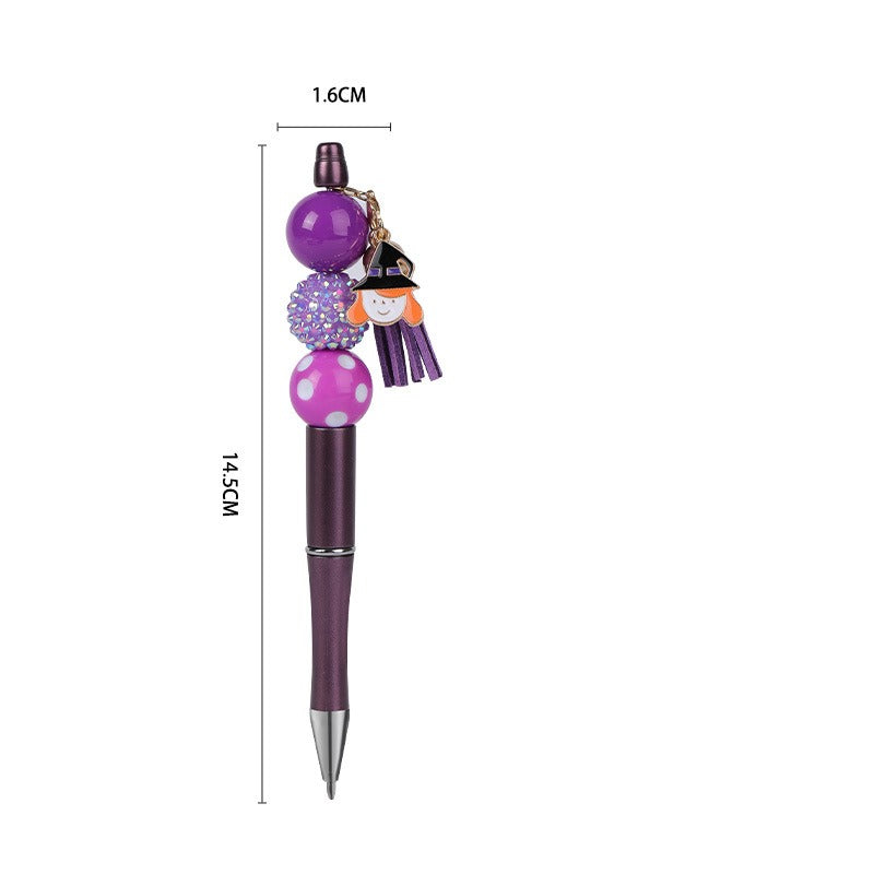 Wholesale Beaded Pens DIY Halloween Creative Fun Rhinestone Pumpkin Skull Tassel Pen Set