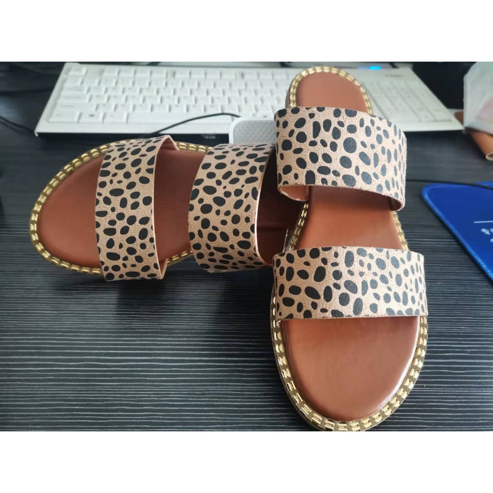 Wholesale Western Style Leopard Print Outdoor Casual Slippers