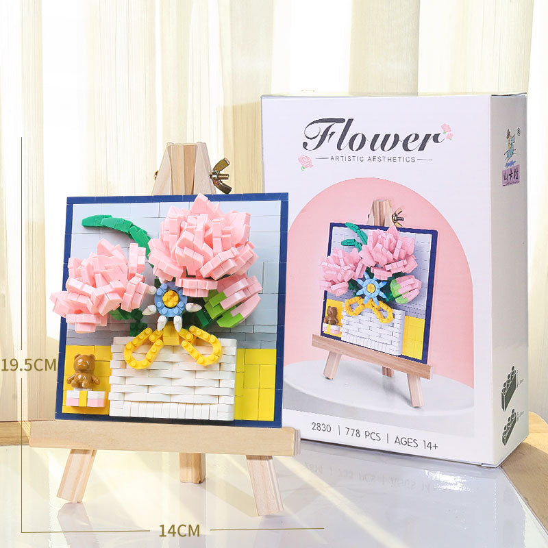 Wholesale Christmas 3D Prints, Roses, Sunflowers, Building Blocks, Flower Bouquets, Plastic Small Particle Decorations