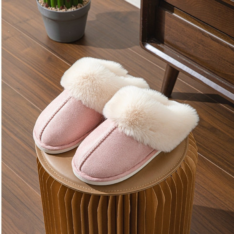 Wholesale Solid Color Imitation Deer Skin Anti Slip Memory Sponge Neutral Autumn and Winter Home Slippers