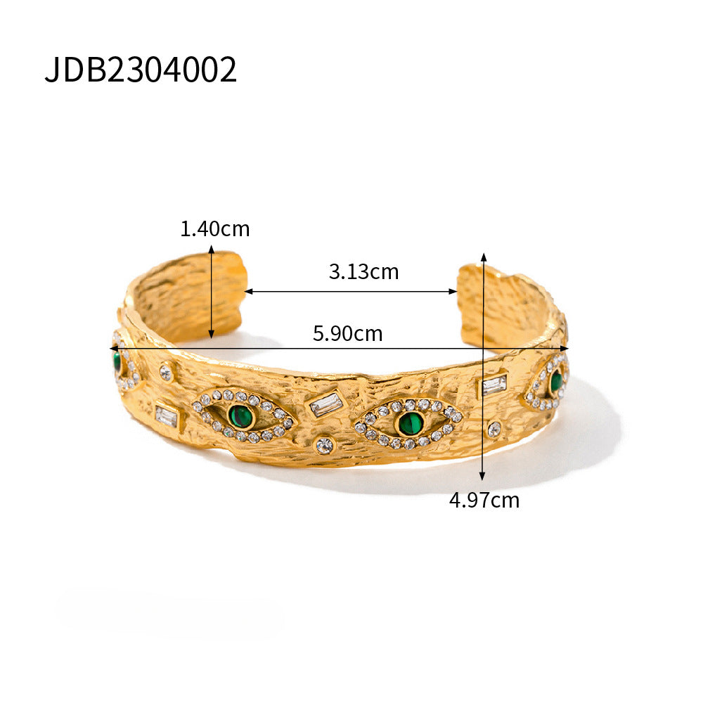 Wholesale Titanium Steel 18k Gold Stainless Steel Malachite Demon Eye Opening Bracelet
