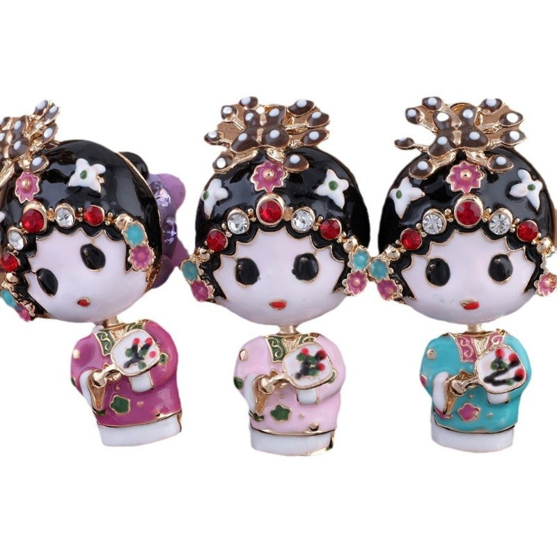 Wholesale 2pcs Chinese Opera Huadan Clay Drill Ball Straight Hole DIY Beads