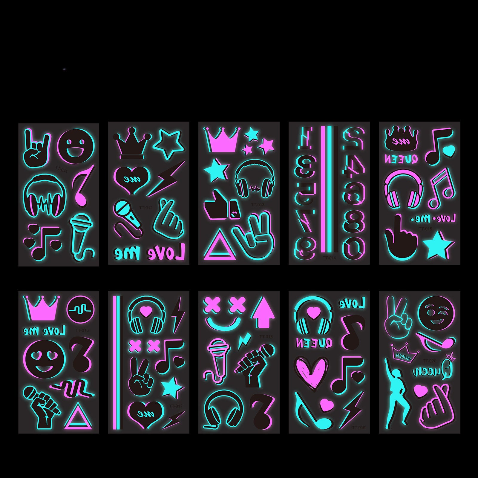 Wholesale Music Festival Concert Luminous Waterproof Tattoo Stickers