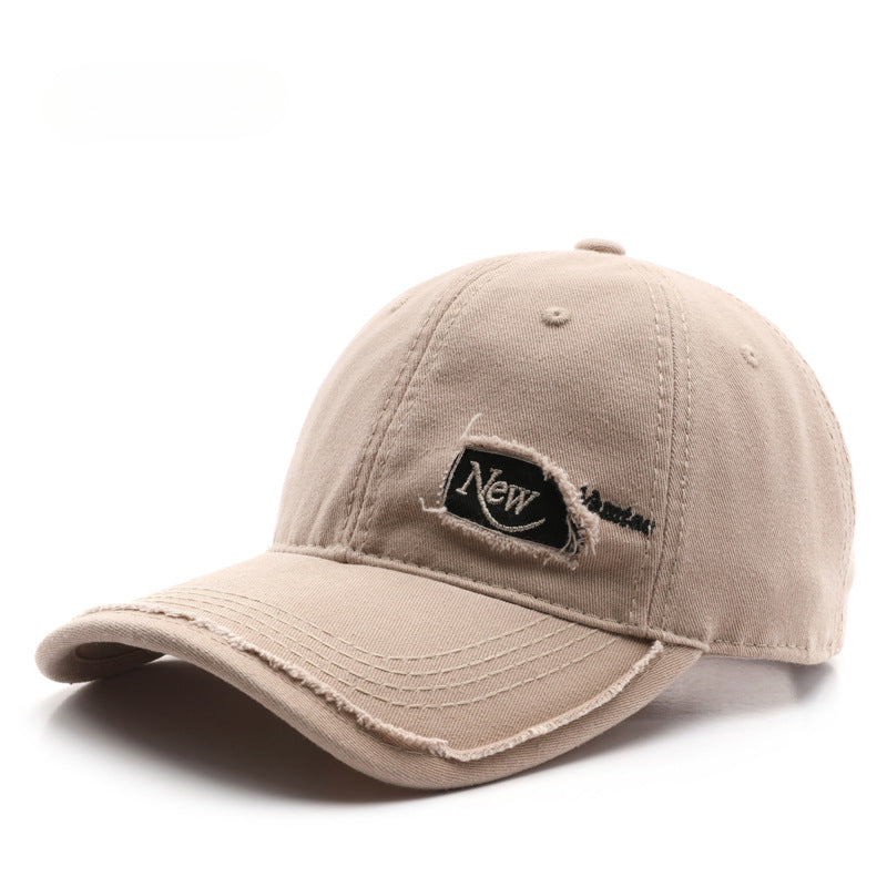 Wholesale Cotton Ripped Solid Color Letter Embroidered Baseball Cap