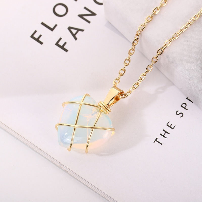 Wholesale Crystal Heart Diamond Castle Princess Necklace