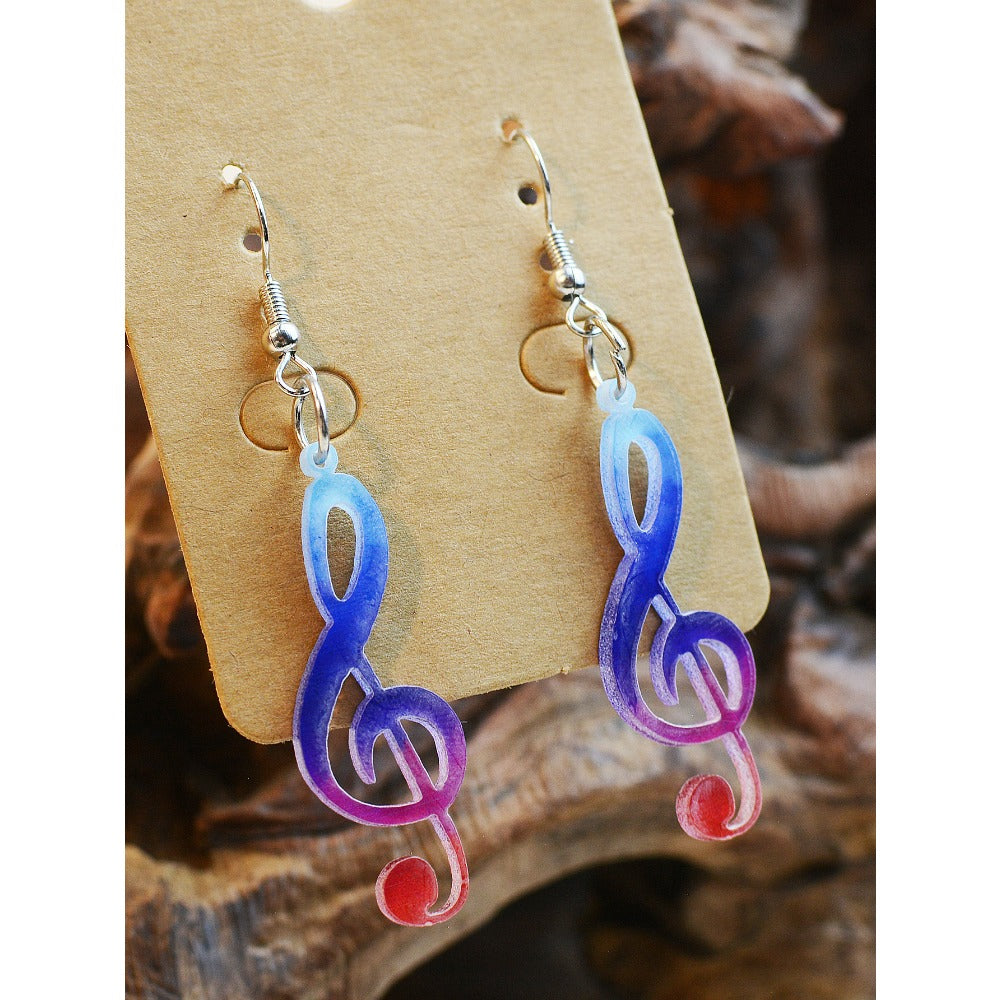 Wholesale Music Note Gradient Acrylic Double Sided Print Earrings