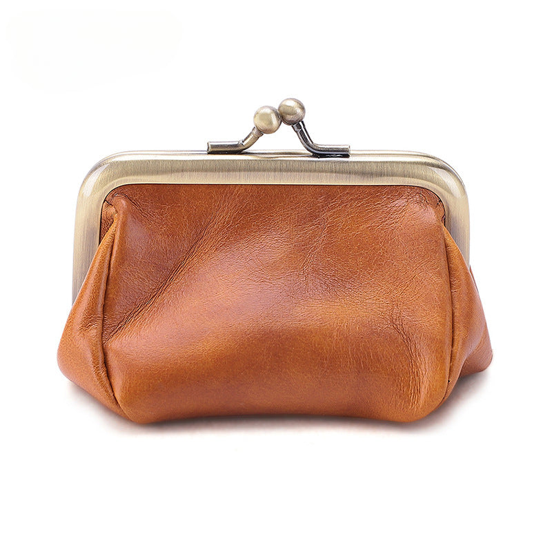 Wholesale Leather Coin Purse Retro Handmade Mouth Gold Bag