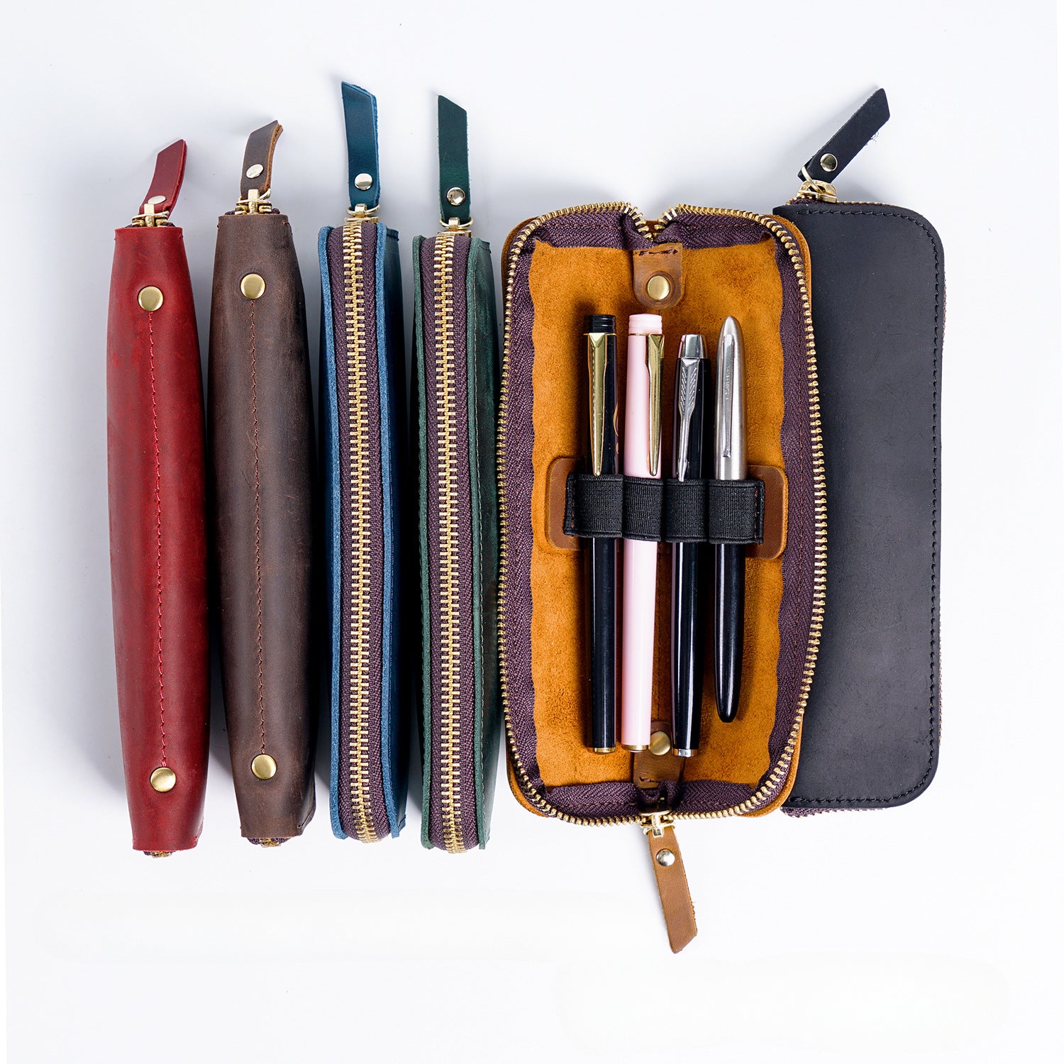 Wholesale Leather Zipper Zipper Mini Small Portable Simple Pen Bag