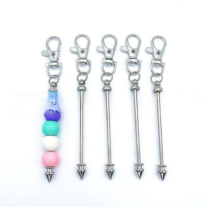 Wholesale DIY Metal Beaded Cone Bullet Rod Lobster Buckle Keychain