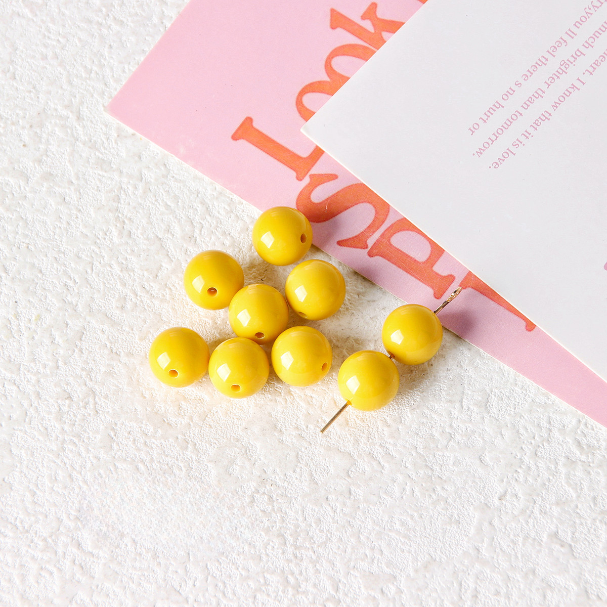 Wholesale 10pcs Solid Color Acrylic Candy Round Beads