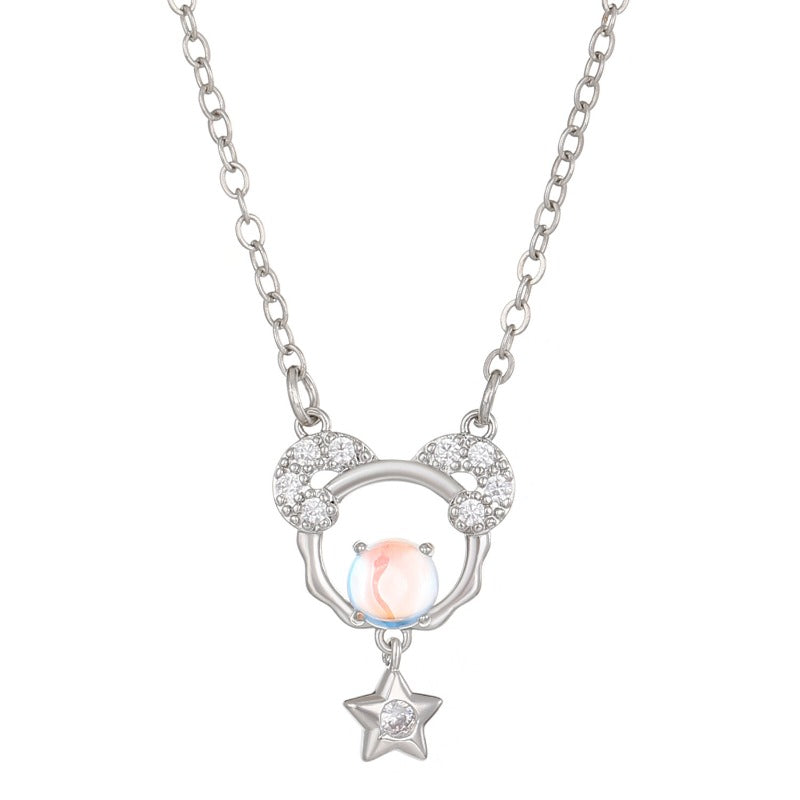 Wholesale Copper Constellation Diamond Hollow Moonstone Necklace