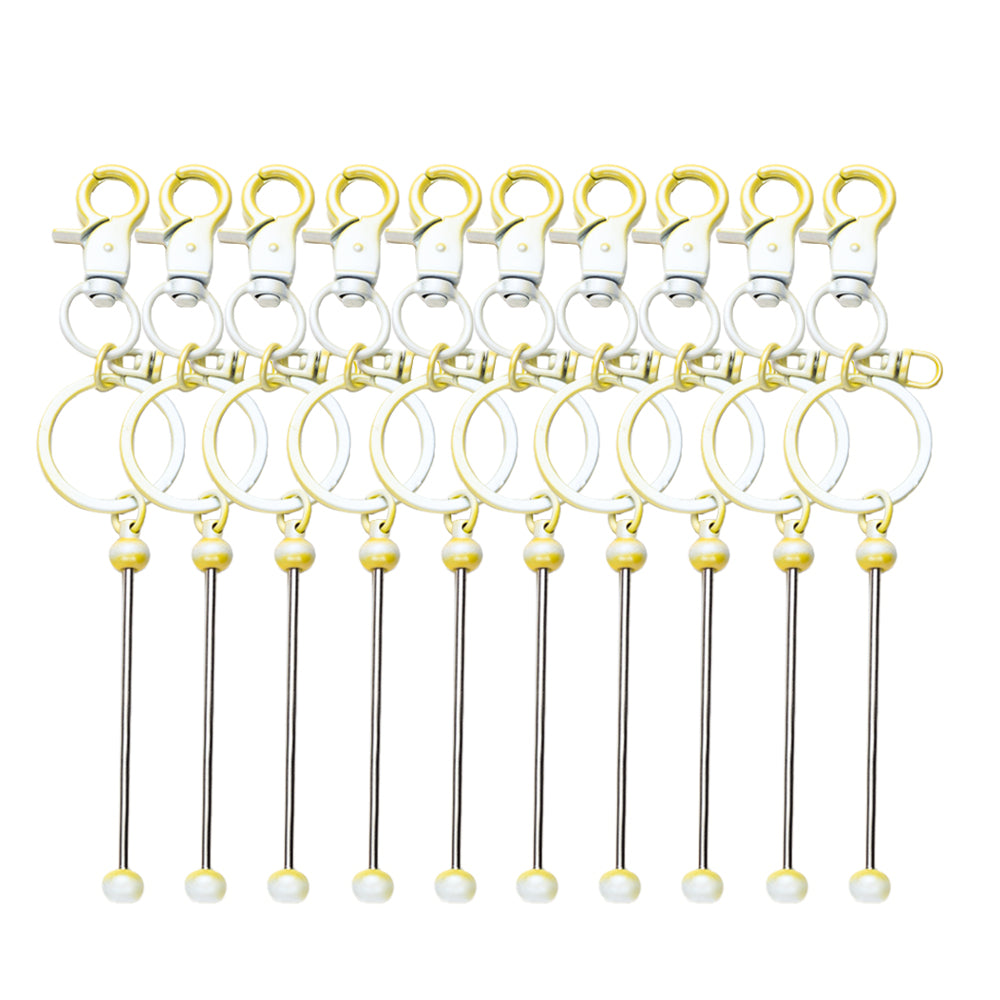 Wholesale 10pcs Candy Color Gradient Color Metal DIY Beadable Keychains Bar