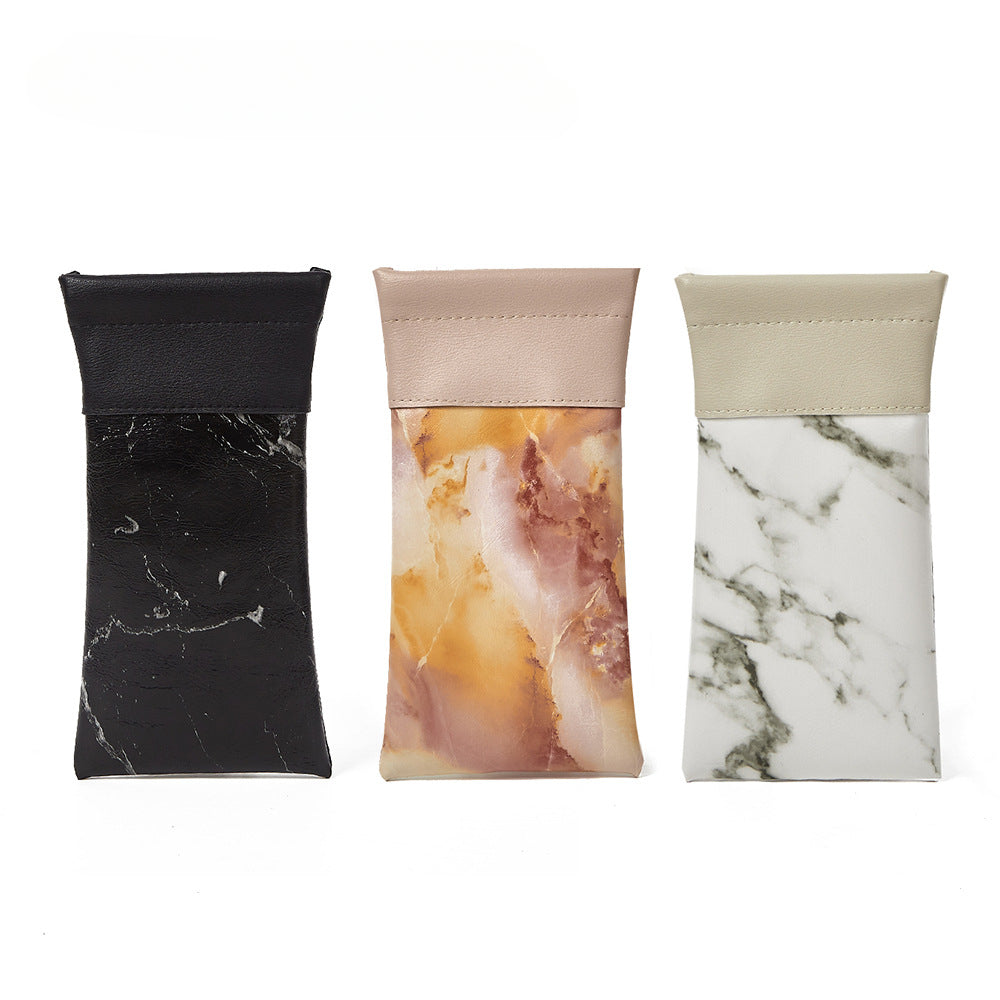 Wholesale Waterproof PU Leather Marble Patterned Eyeglass Bags for Storage