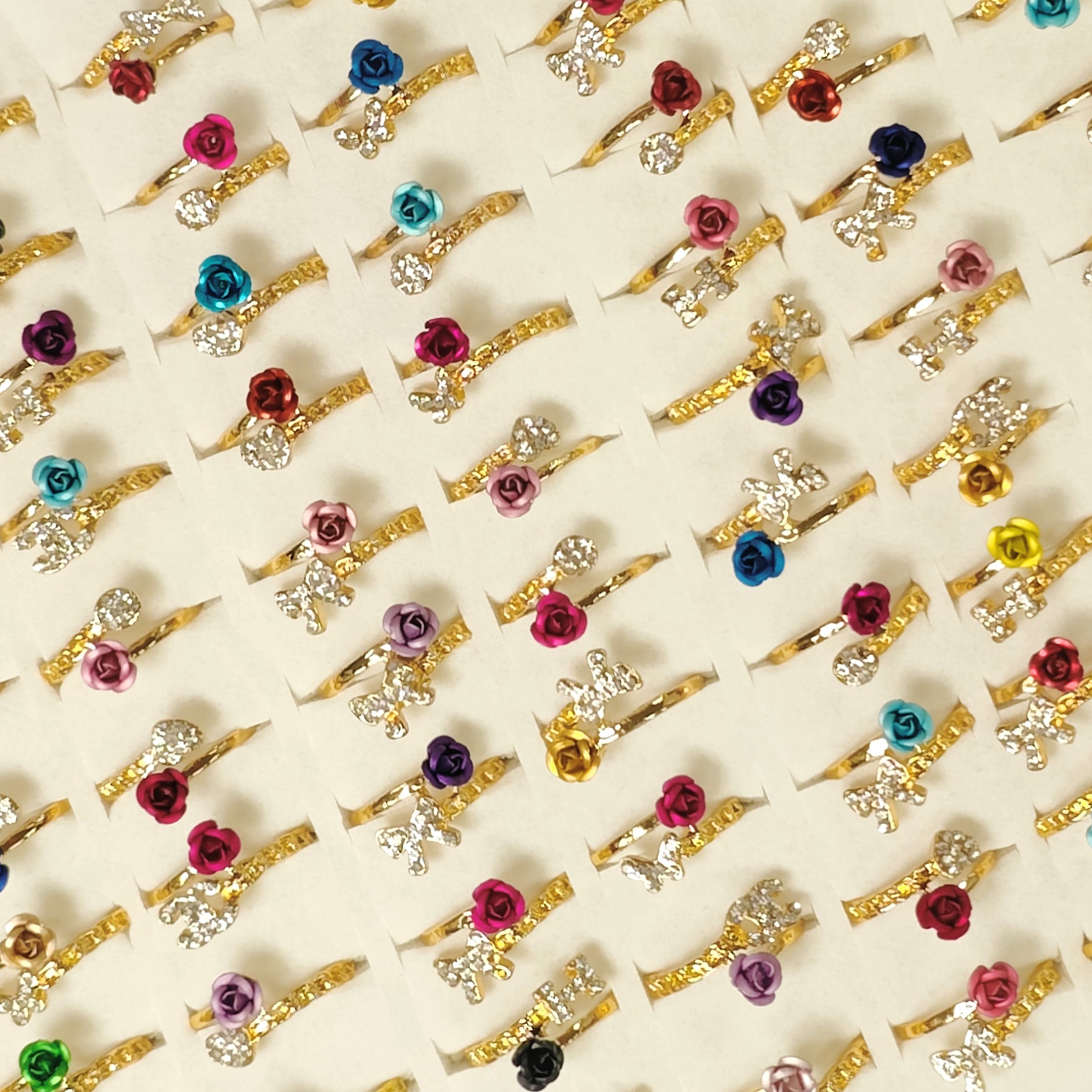 Wholesale Random 100pcs Flower Alloy Rings