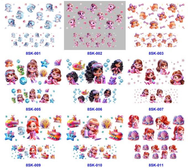 Wholesale 8pcs Summer Girl  Mini Cup Keychain Sticker