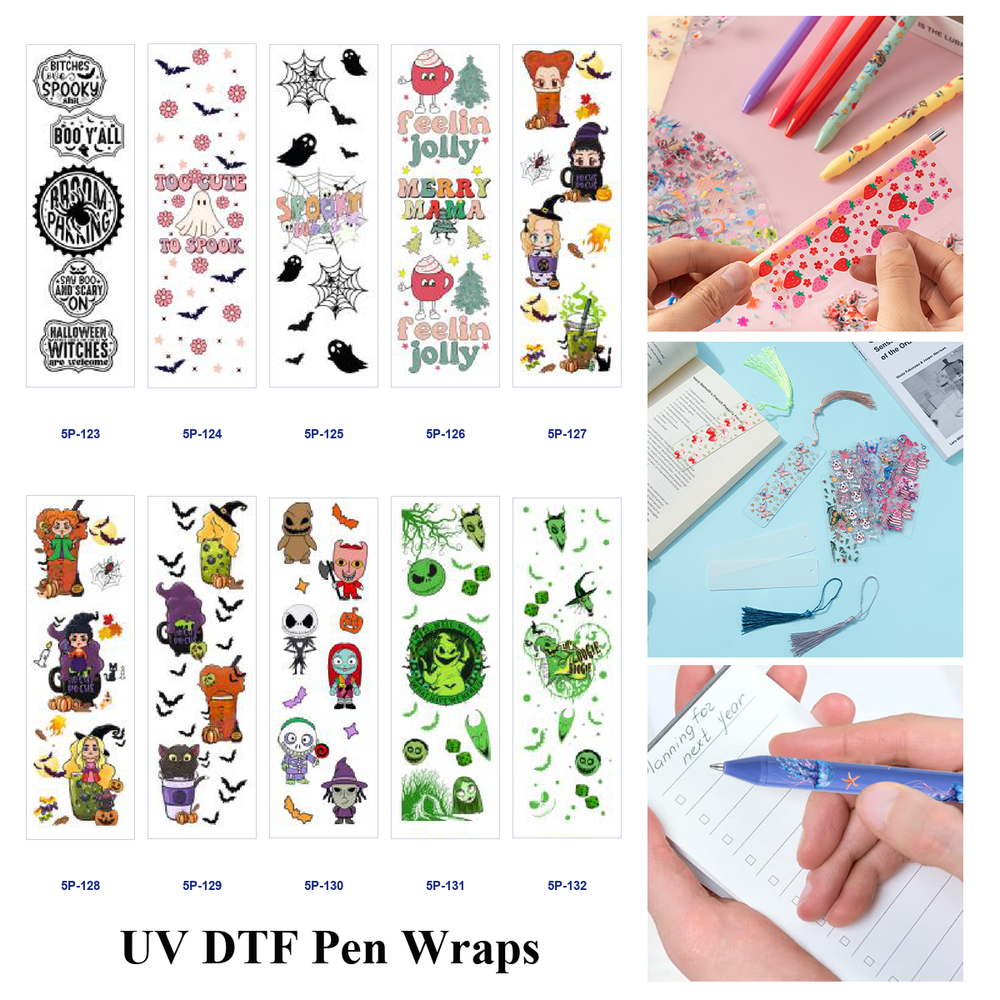 Wholesale 2/ 8/ 16pcs  Ghost Bat  Web Print Pen and Bookmark Stickers UV DTF Wraps OLY Exclusive