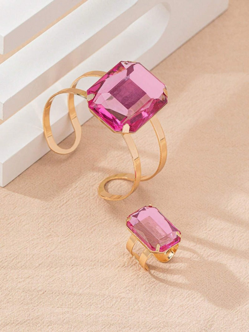 Wholesale Exaggerated Colored Square Rhinestone Rings