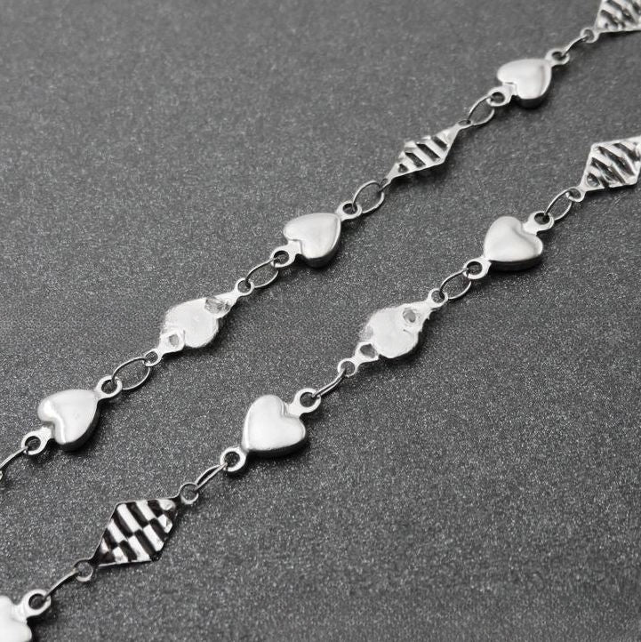 Wholesale DIY Clavicle Heart-shaped Stainless Steel Necklace
