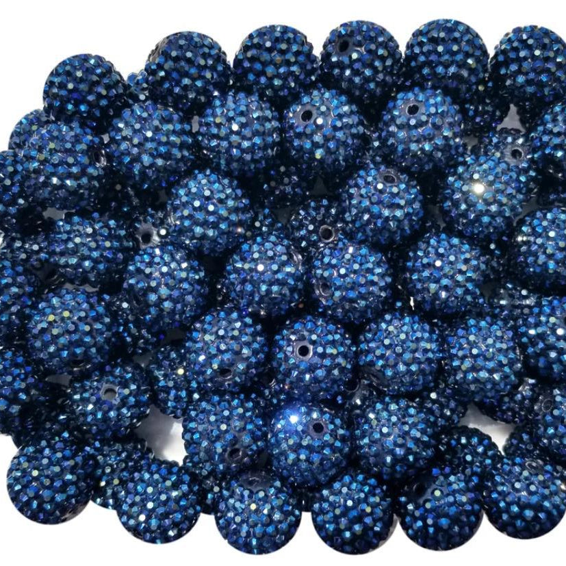 Wholesale 20MM Resin Ink Blue AB Color Diamond Ball Beads