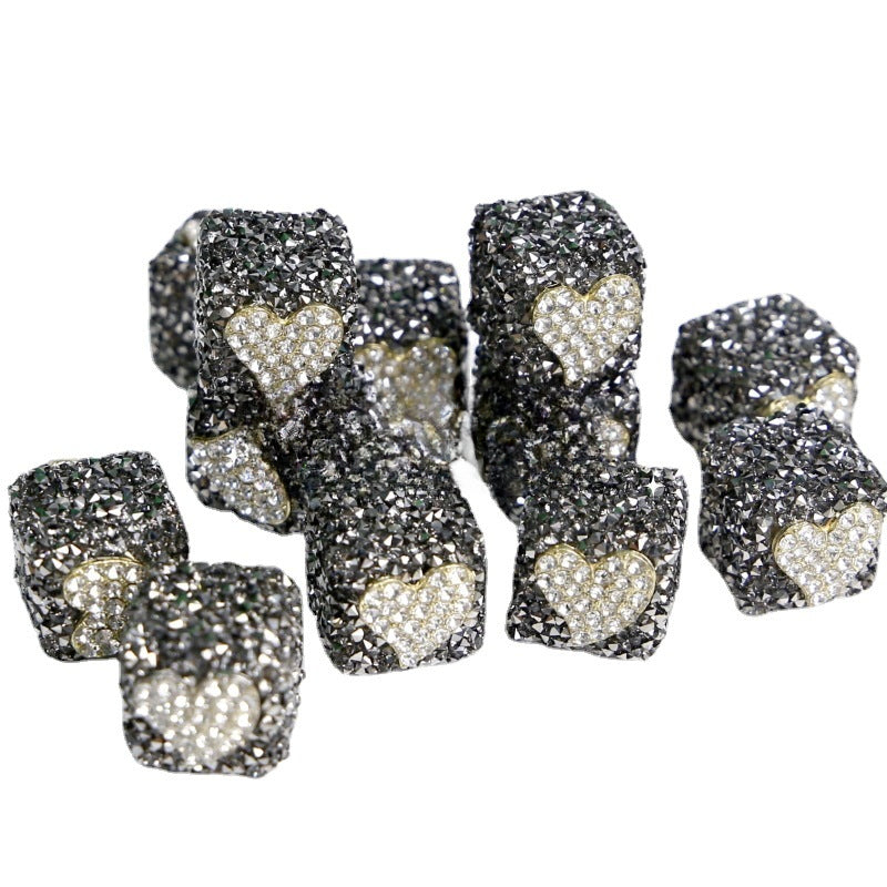 Wholesale Valentine's Day Black Square Acrylic Sugar Beads