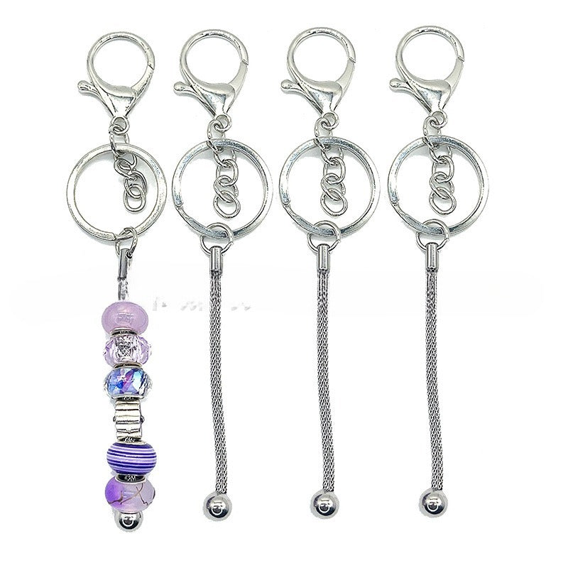 Wholesale DIY Beaded Metal Stainless Steel Round Mesh Chain Keychain