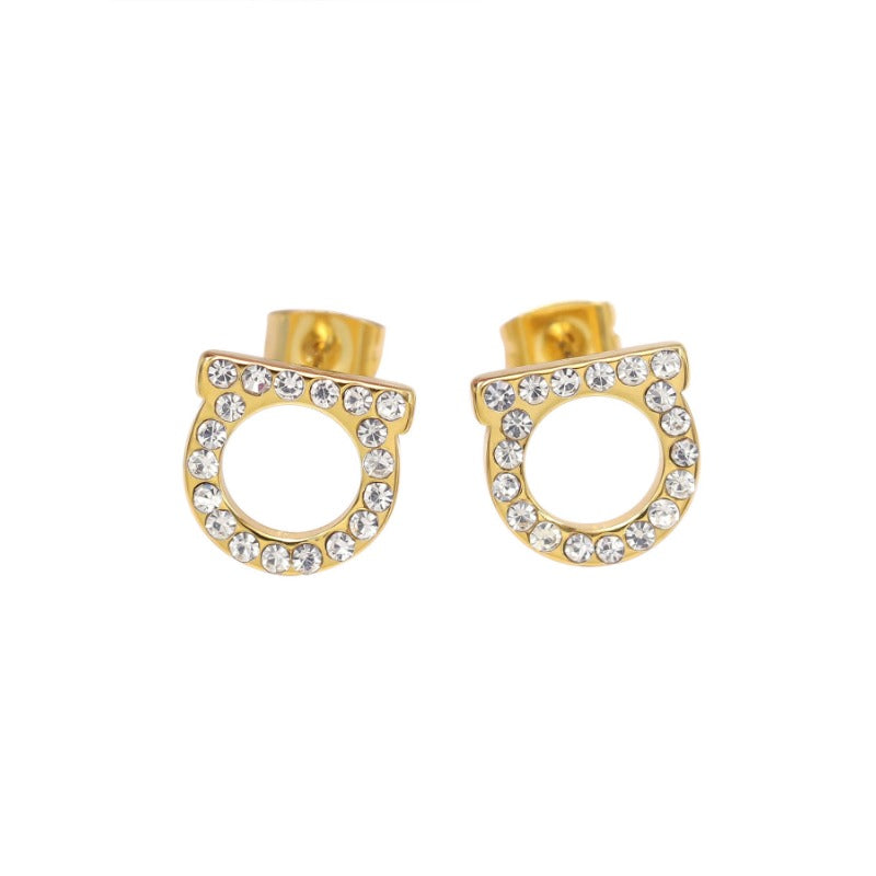 Wholesale English Letter D Stainless Steel Earrings