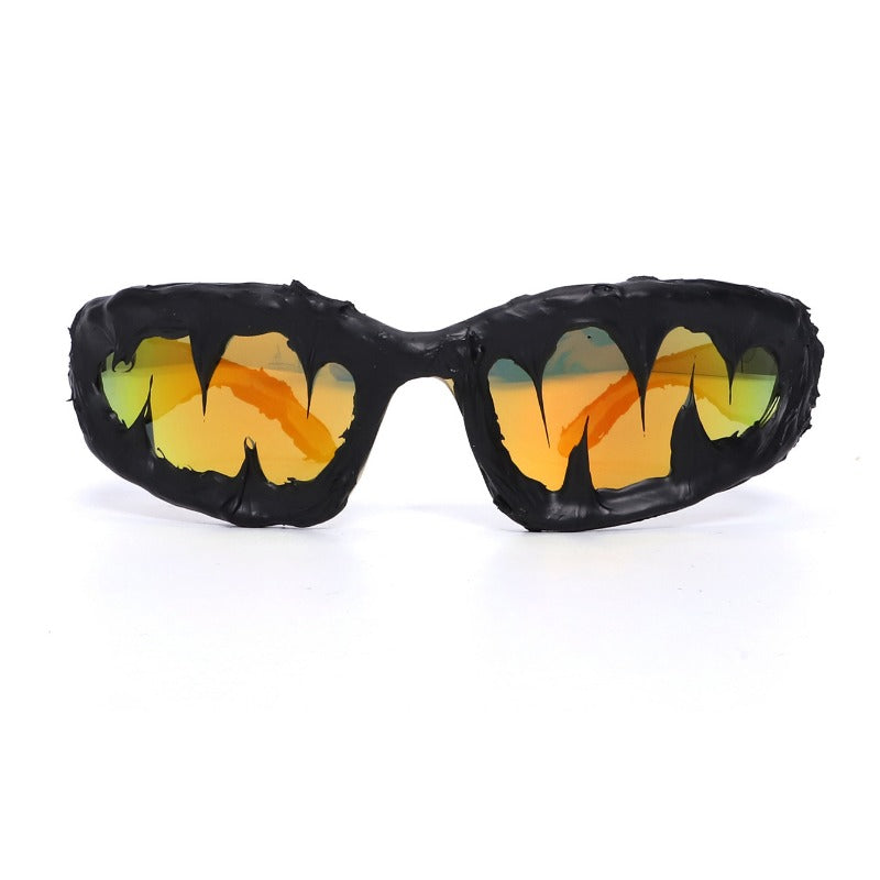 Wholesale Steampunk Fashion Trendy Personality Small Frame Shark Teeth Drop Gel Sunglasses