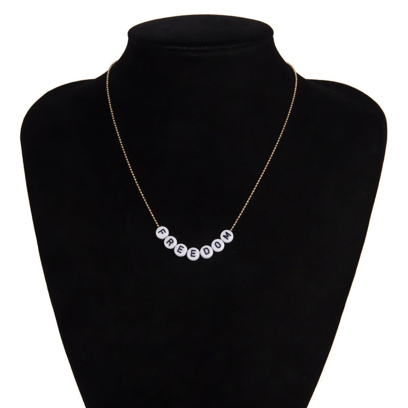 Wholesale Simple Geometric Round English Letter Necklace