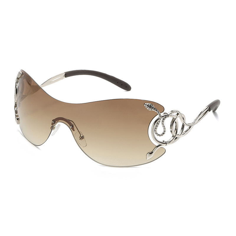 Wholesale Frameless one-piece snake temple sunglasses