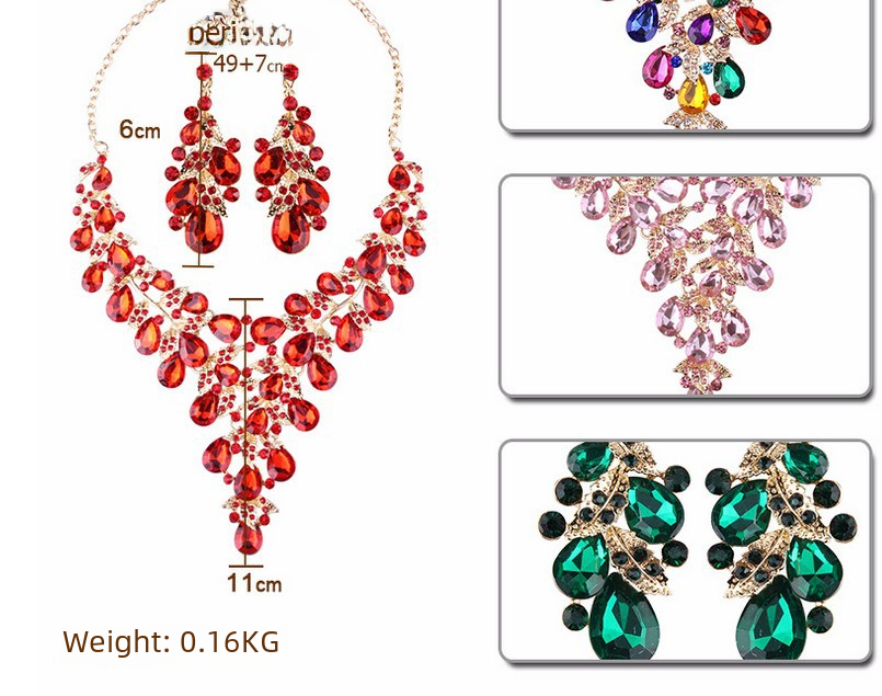 Wholesale Women's Evening Dress Accessories Large Waterdrop Necklace Earrings Set