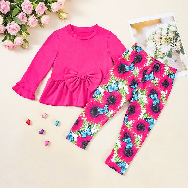 Wholesale Chic Girls 2 Piece Outfit Set Long Sleeve Top And Pants Korean Style Children S Clothing
