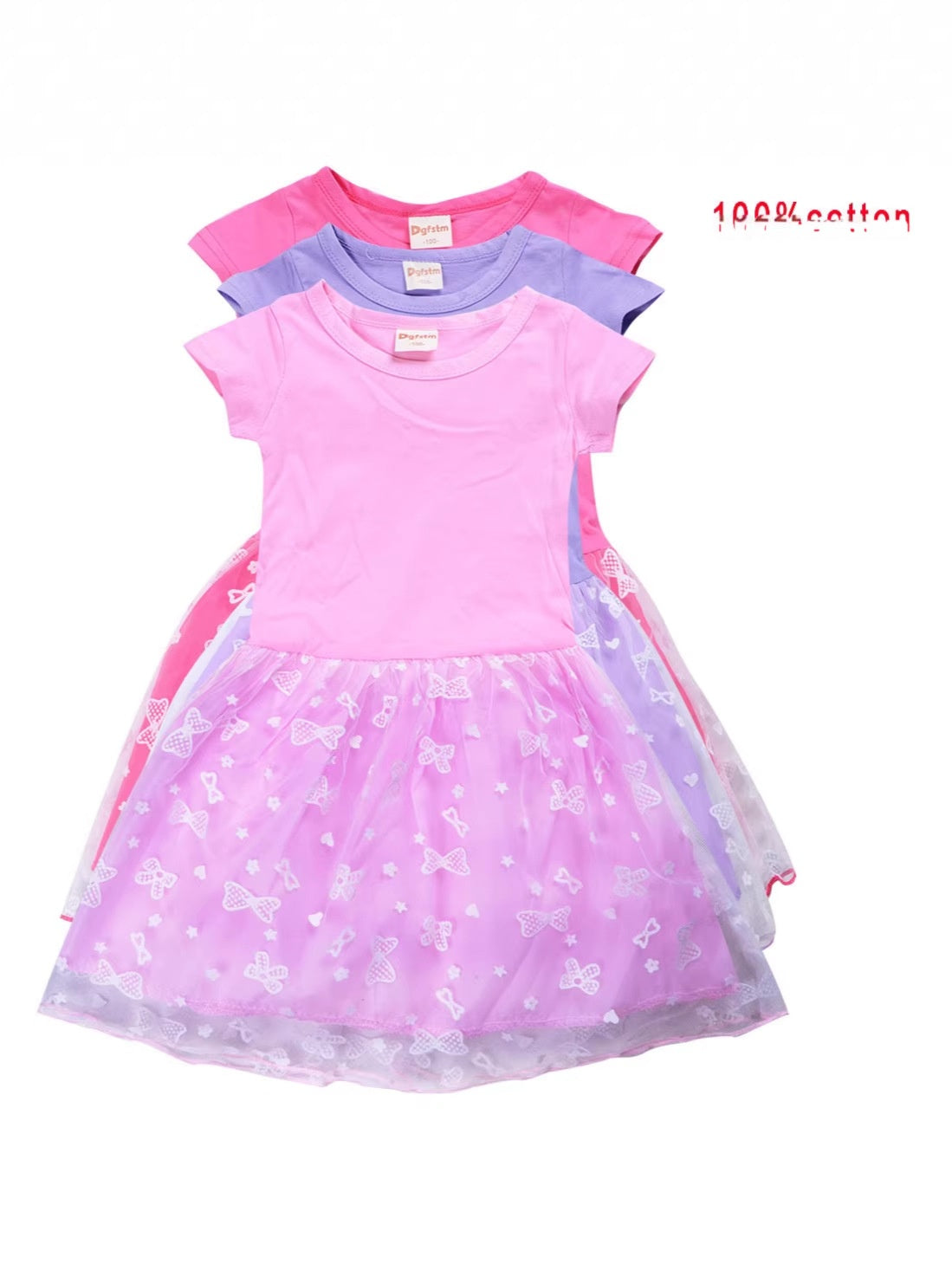 Wholesale Cotton Blend Toddler Girls Short Sleeve Princess Tutu Dress Summer Fashion Boutique Party Dress