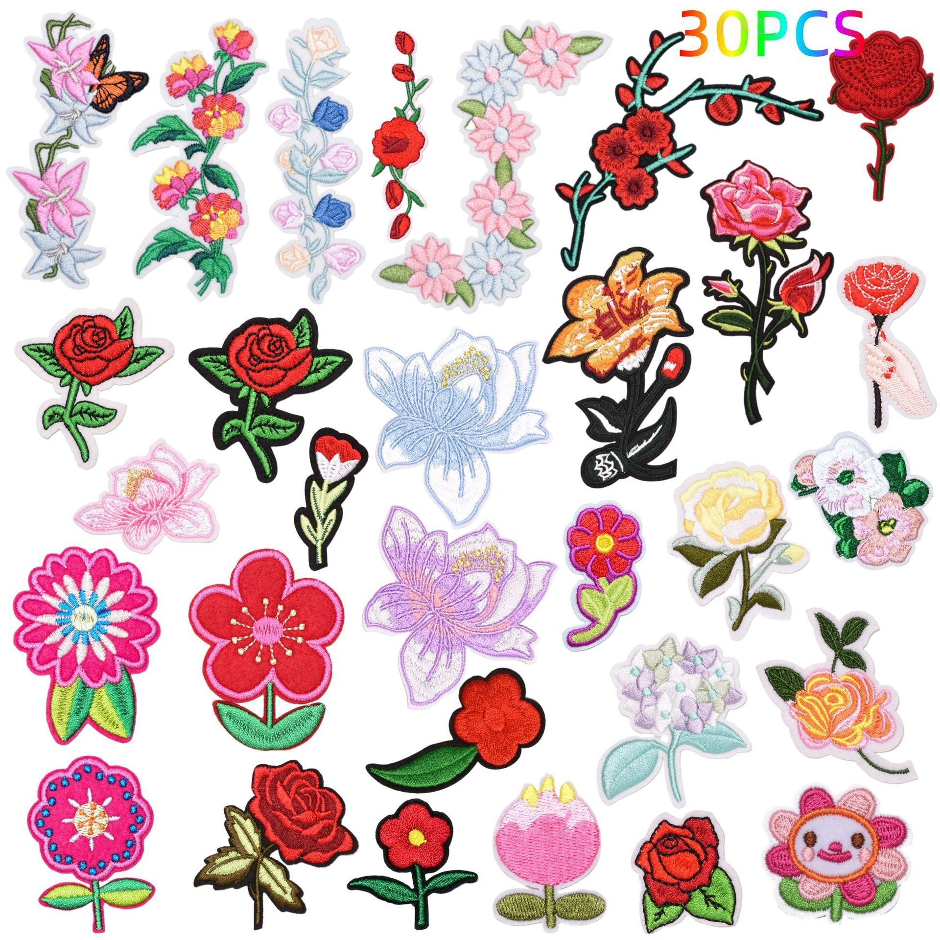 Wholesale Twill Flower Embroidery Patches DIY Sewing Craft Supply For Clothing Decoration