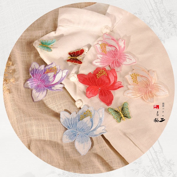 Wholesale Fashion Purple Embroidered Patch DIY Adhesive Applique For Clothing Shoe Hat Decoration Resale Accessory