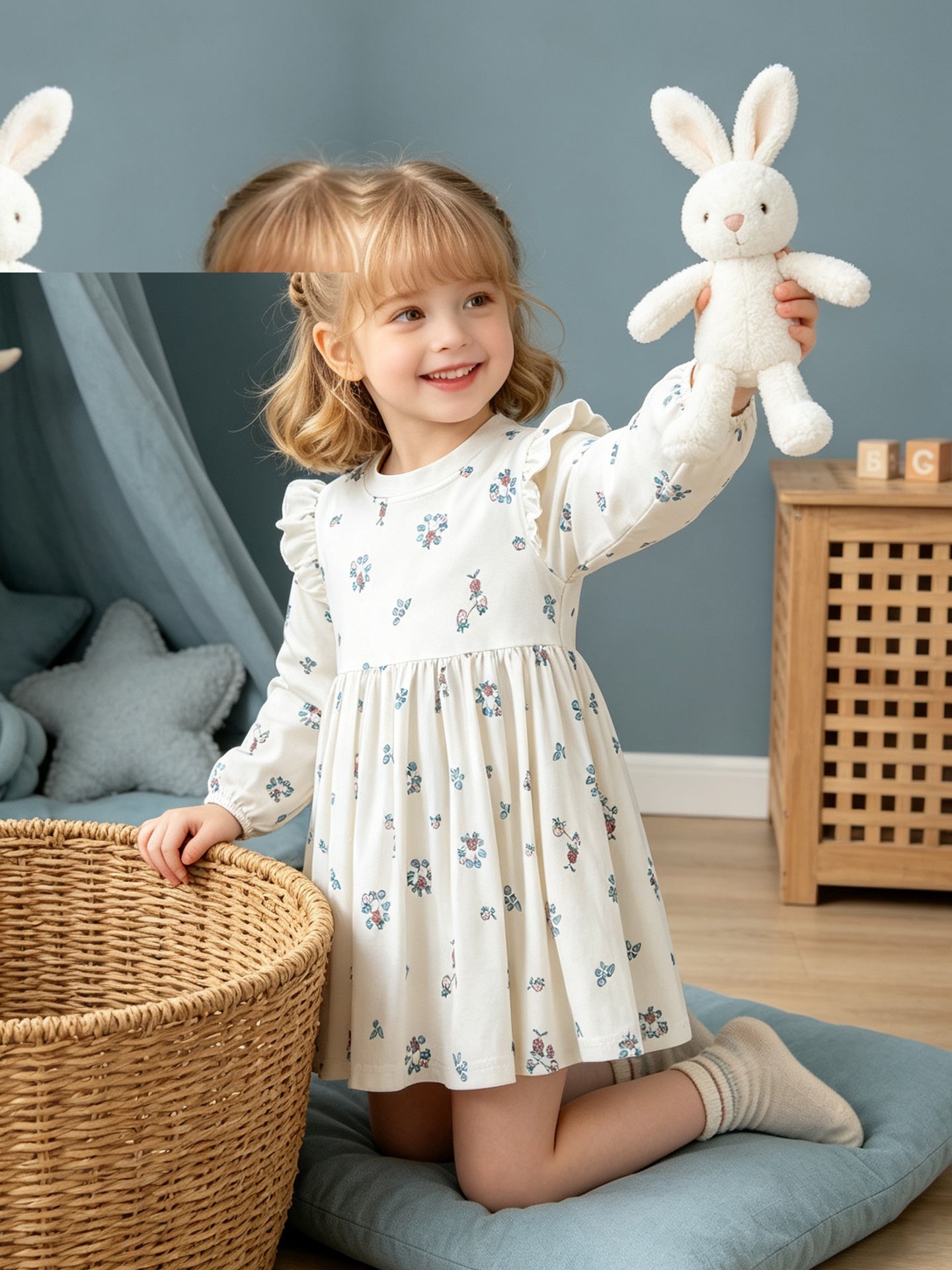 Wholesale European Style Girls Long Sleeve Cotton Dress Soft Breathable Everyday Fashion Dress For Resale